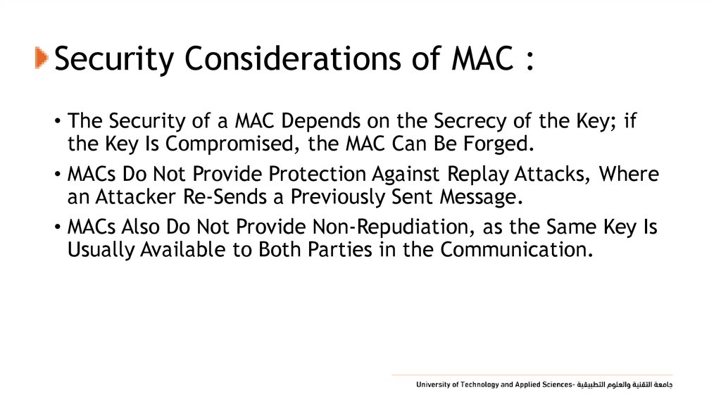 Security Considerations of MAC :