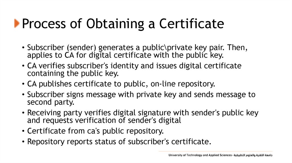 Process of Obtaining a Certificate