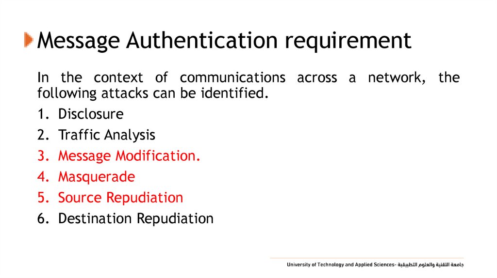 Message Authentication requirement