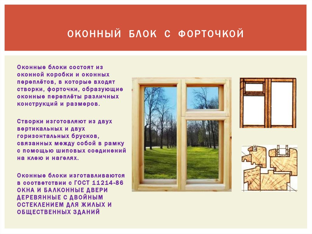 Оконный блок с форточкой