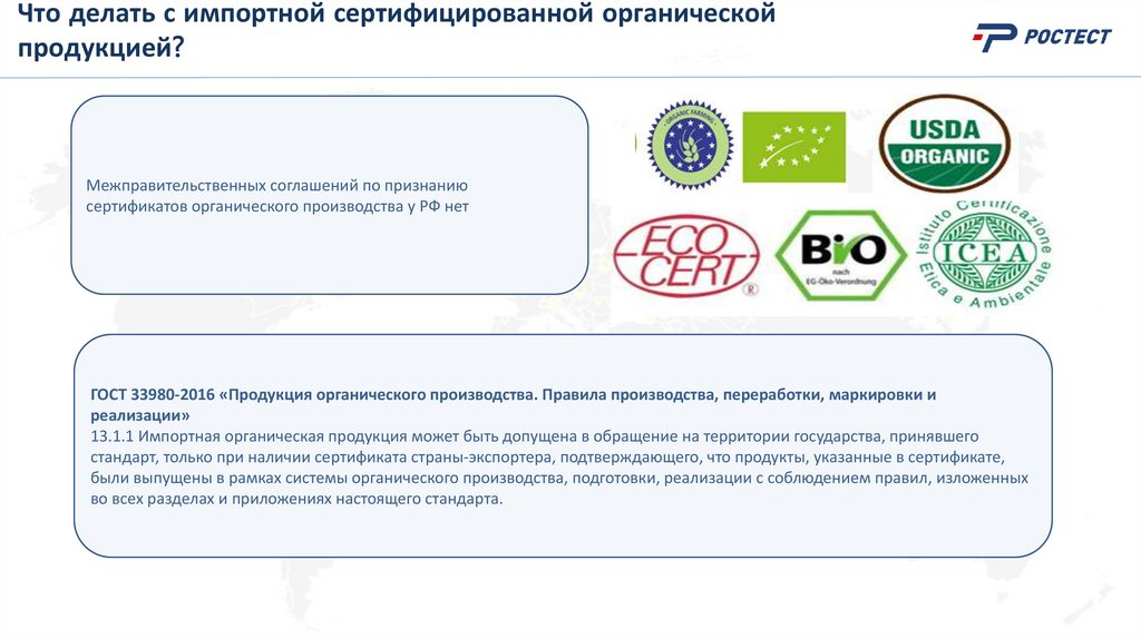 Что делать с импортной сертифицированной органической продукцией?