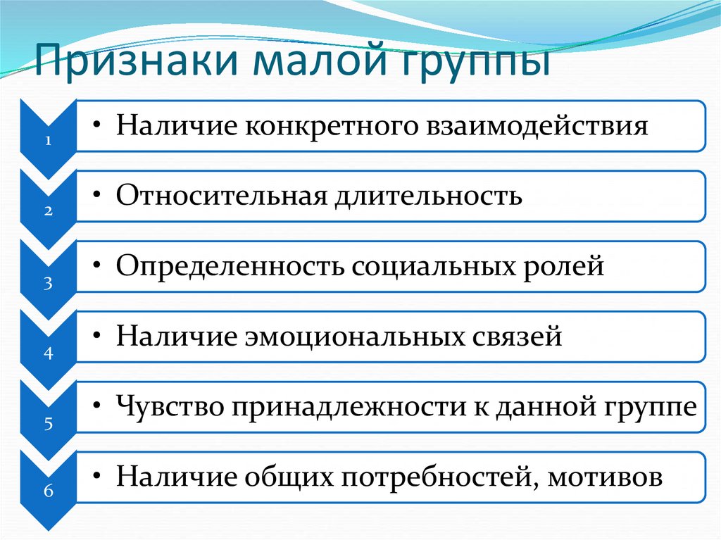 Признаки малой группы