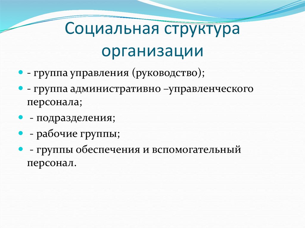Социальная структура организации
