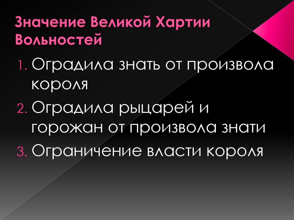 Значение Великой Хартии Вольностей