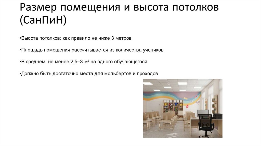 Размер помещения и высота потолков (СанПиН)