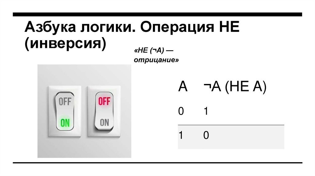 Азбука логики. Операция НЕ (инверсия)