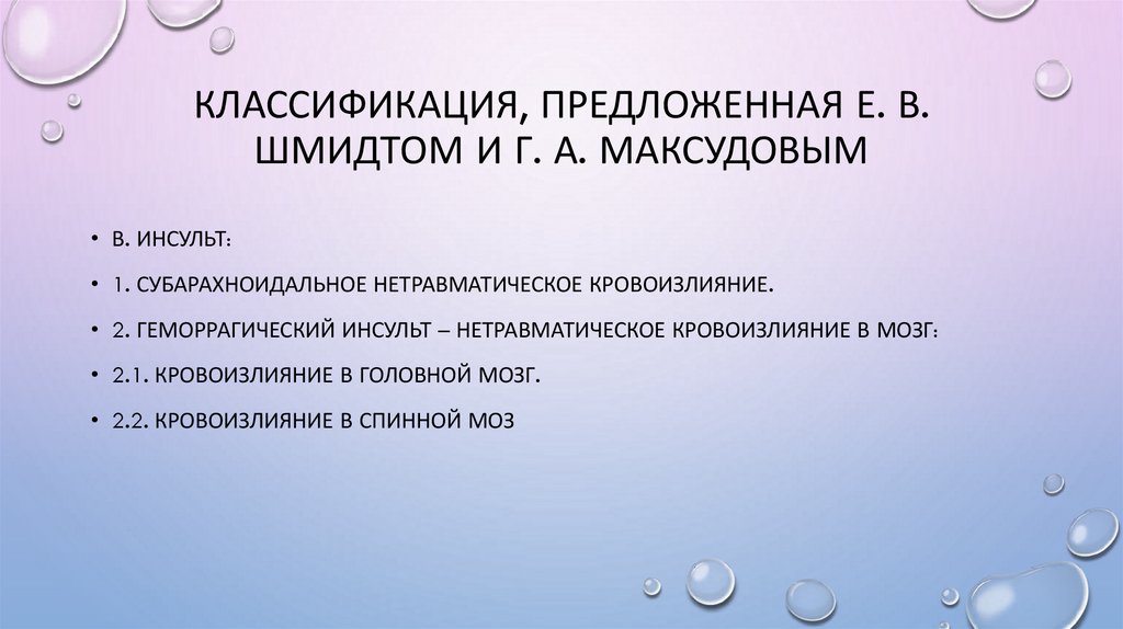 классификация, предложенная Е. В. Шмидтом и Г. А. Максудовым
