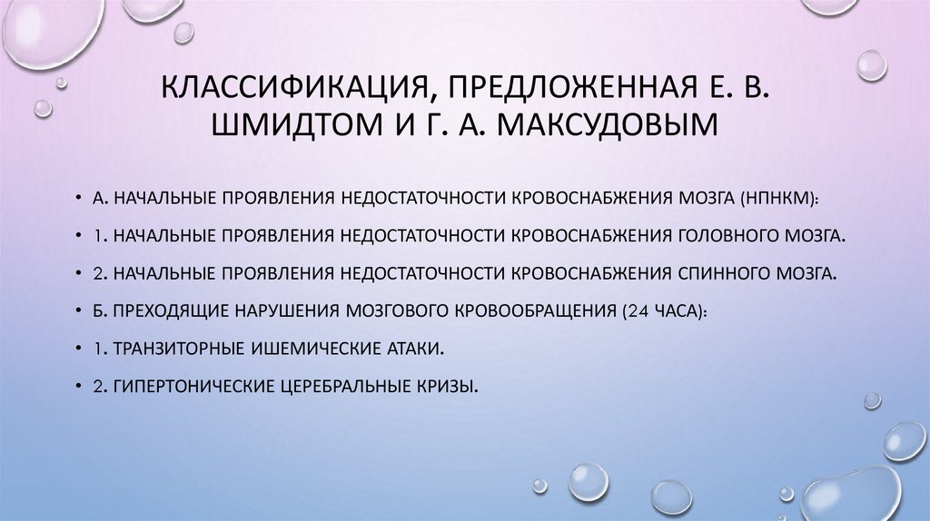 классификация, предложенная Е. В. Шмидтом и Г. А. Максудовым