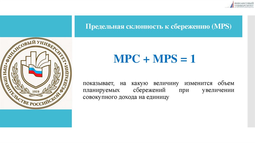 Предельная склонность к сбережению (MPS)