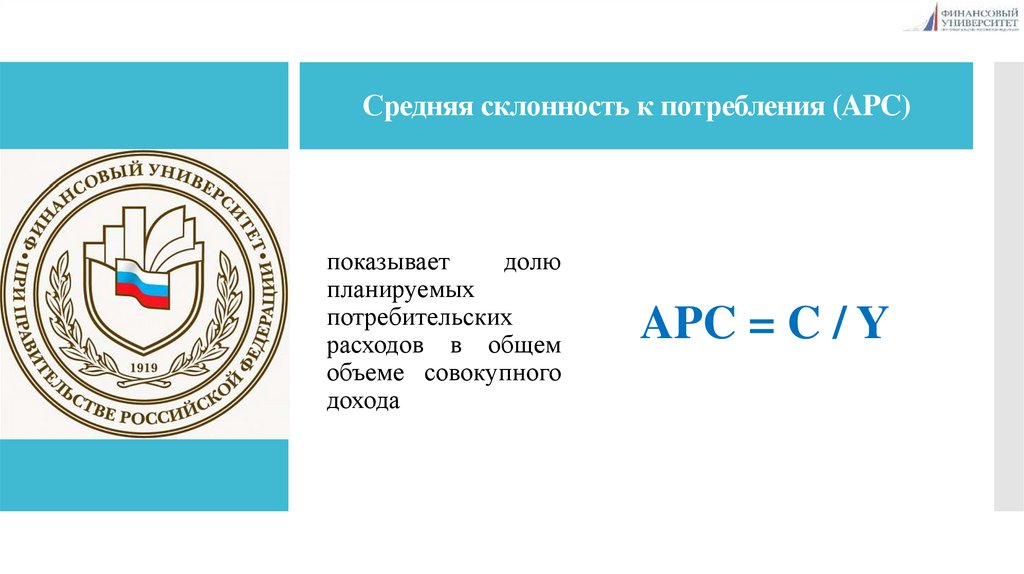 Средняя склонность к потребления (APC)