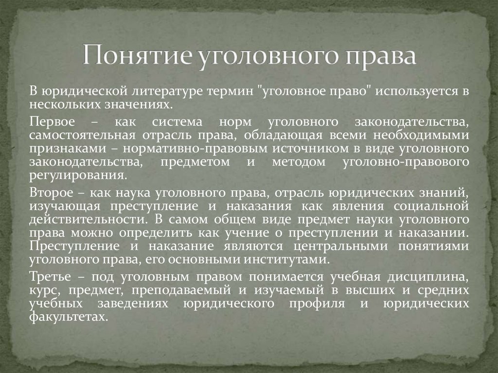 Понятие уголовного права