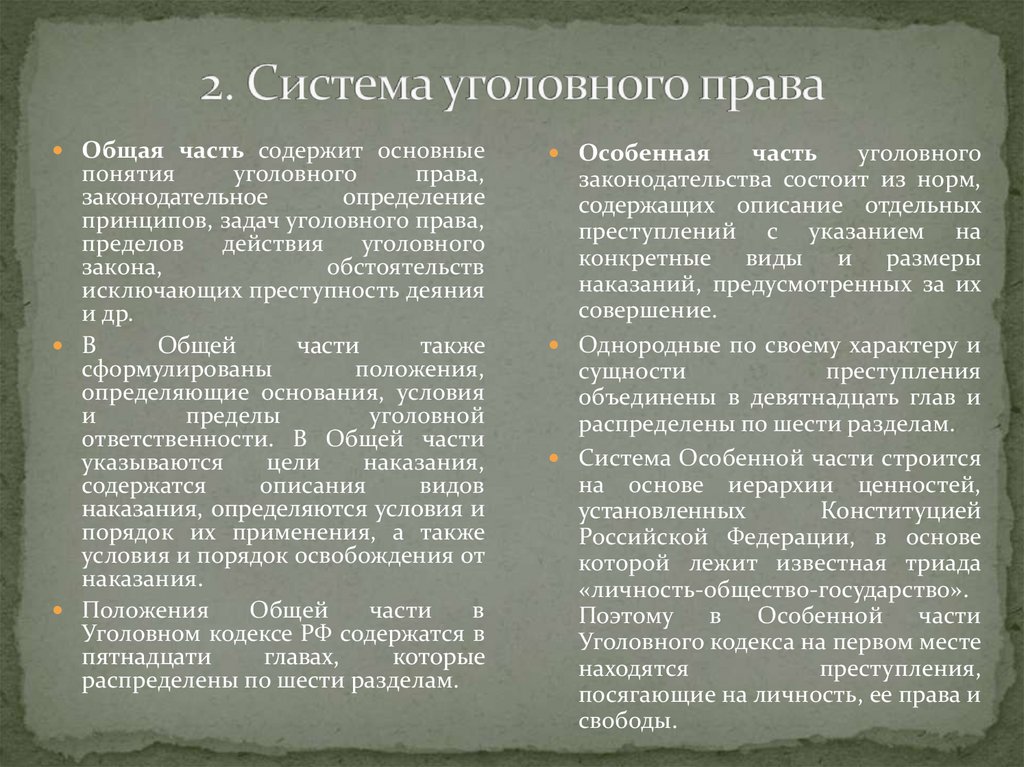 2. Система уголовного права