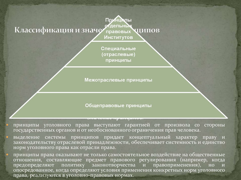 Классификация и значение принципов