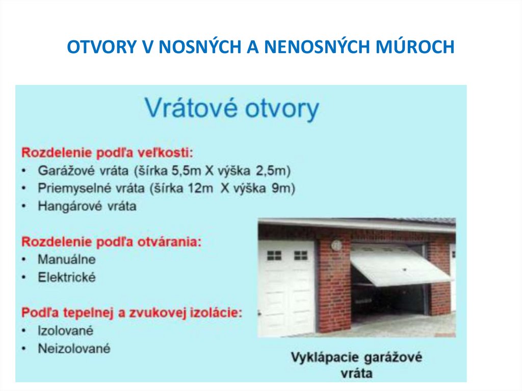 OTVORY V NOSNÝCH A NENOSNÝCH MÚROCH
