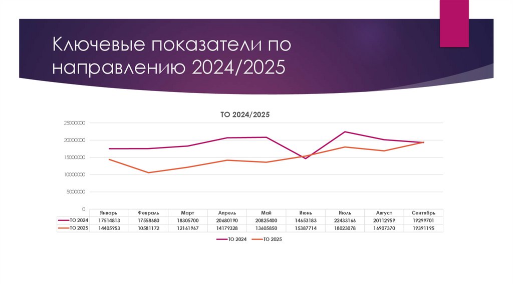 Ключевые показатели по направлению 2024/2025