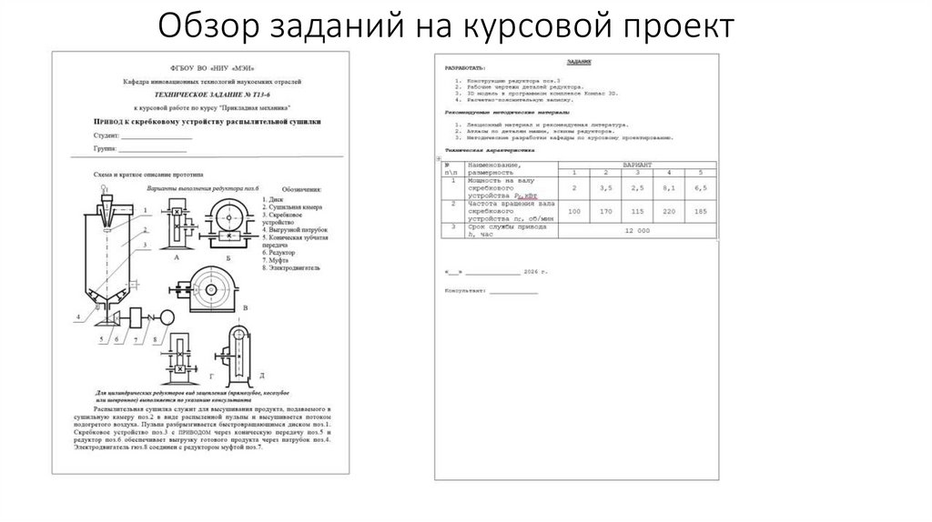Обзор заданий на курсовой проект
