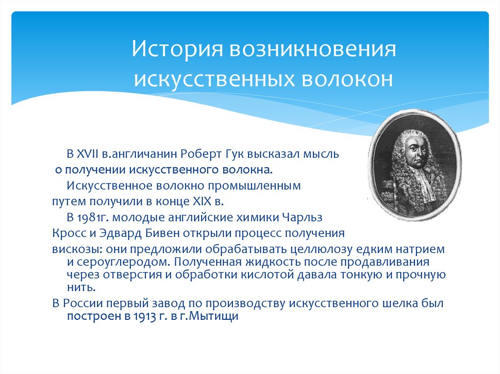 История возникновения искусственных волокон