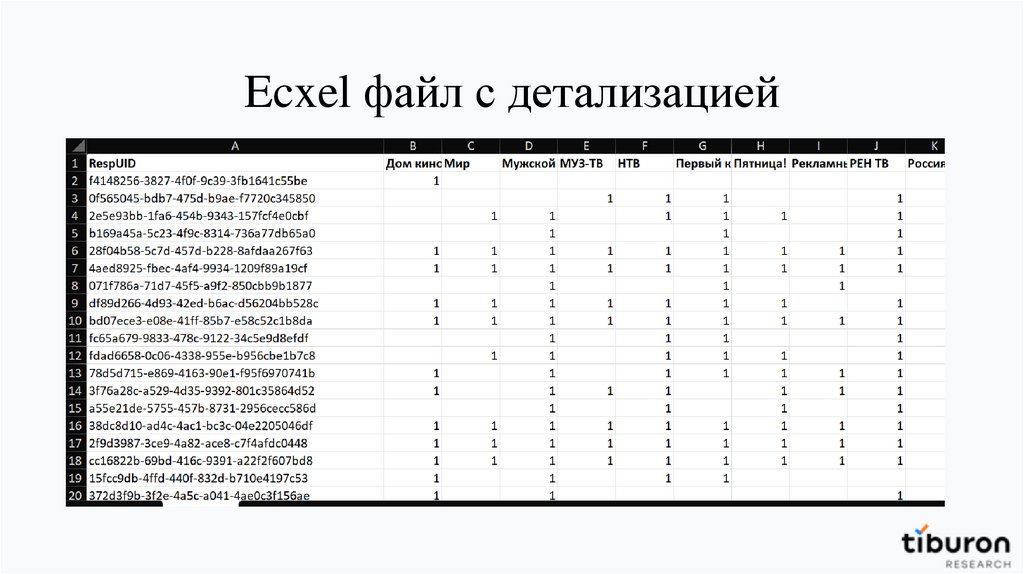 Ecxel файл с детализацией