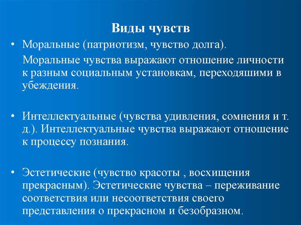 Виды чувств