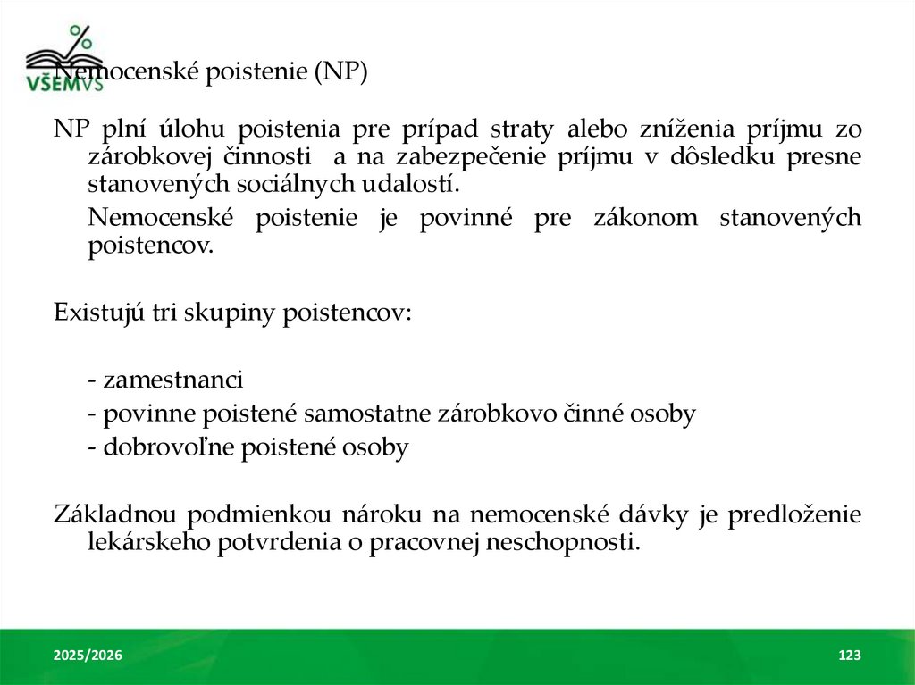 Nemocenské poistenie (NP)