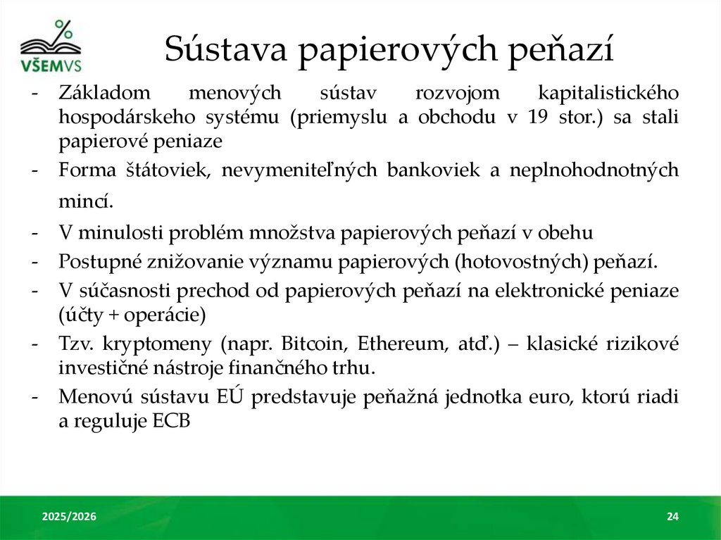 Sústava papierových peňazí