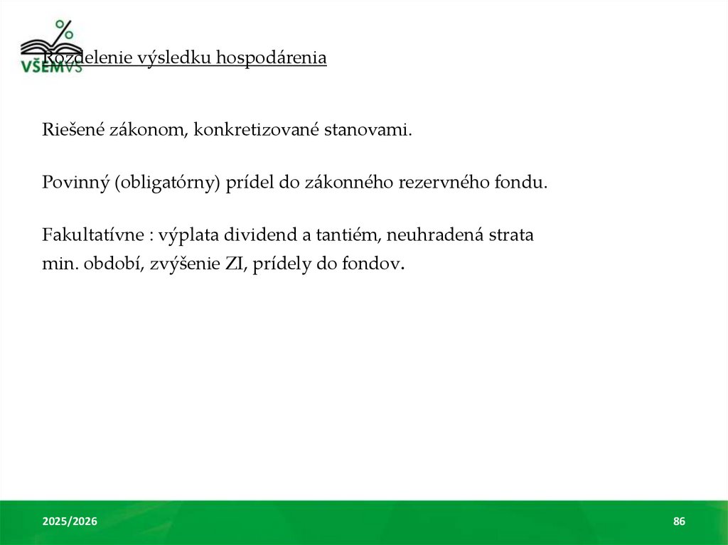 Rozdelenie výsledku hospodárenia