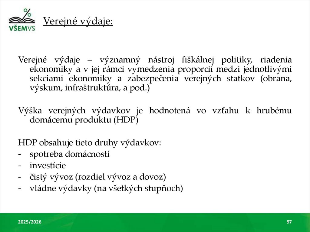 Verejné výdaje: