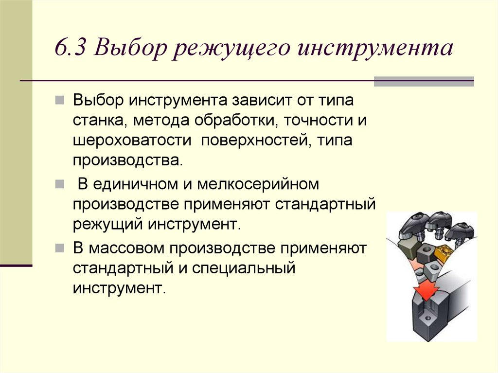 6.3 Выбор режущего инструмента