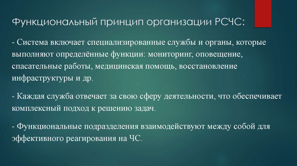 Функциональный принцип организации РСЧС: