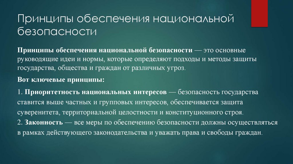 Принципы обеспечения национальной безопасности