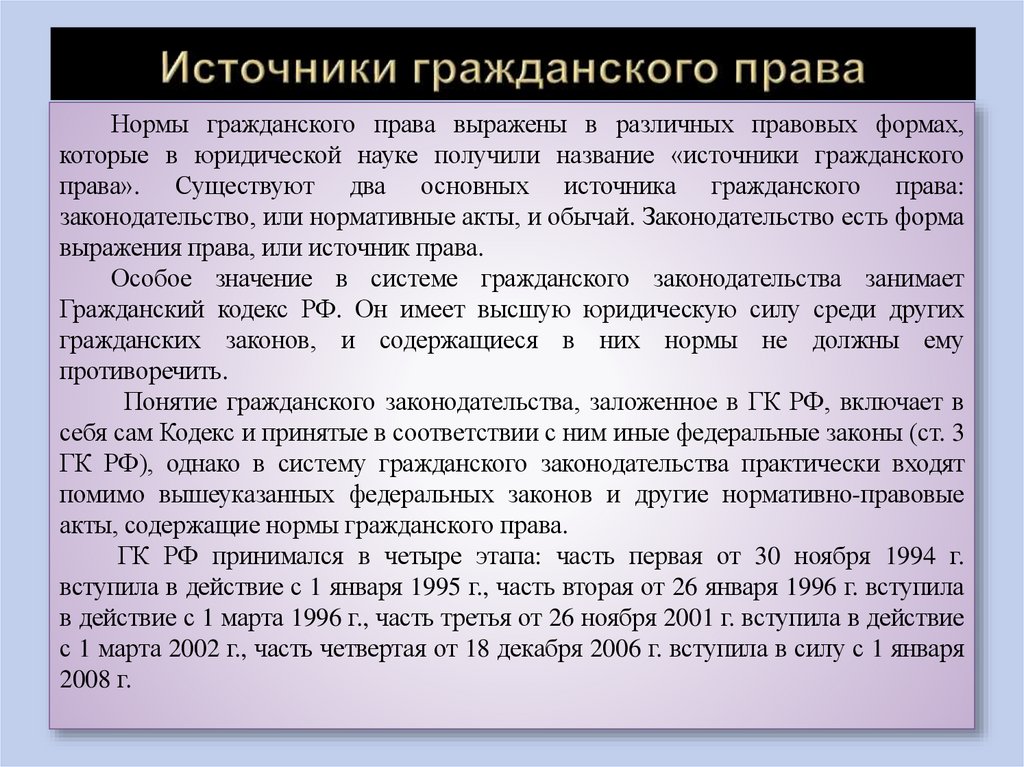 Источники гражданского права