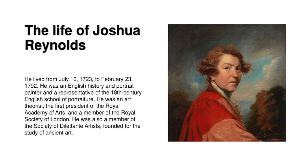 The life of Joshua Reynolds
