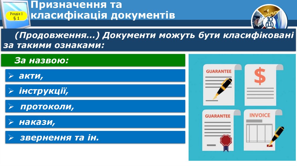 Призначення та класифікація документів