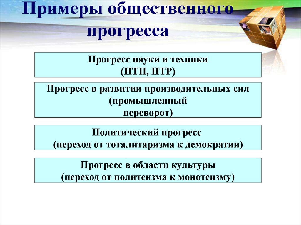 Примеры общественного прогресса