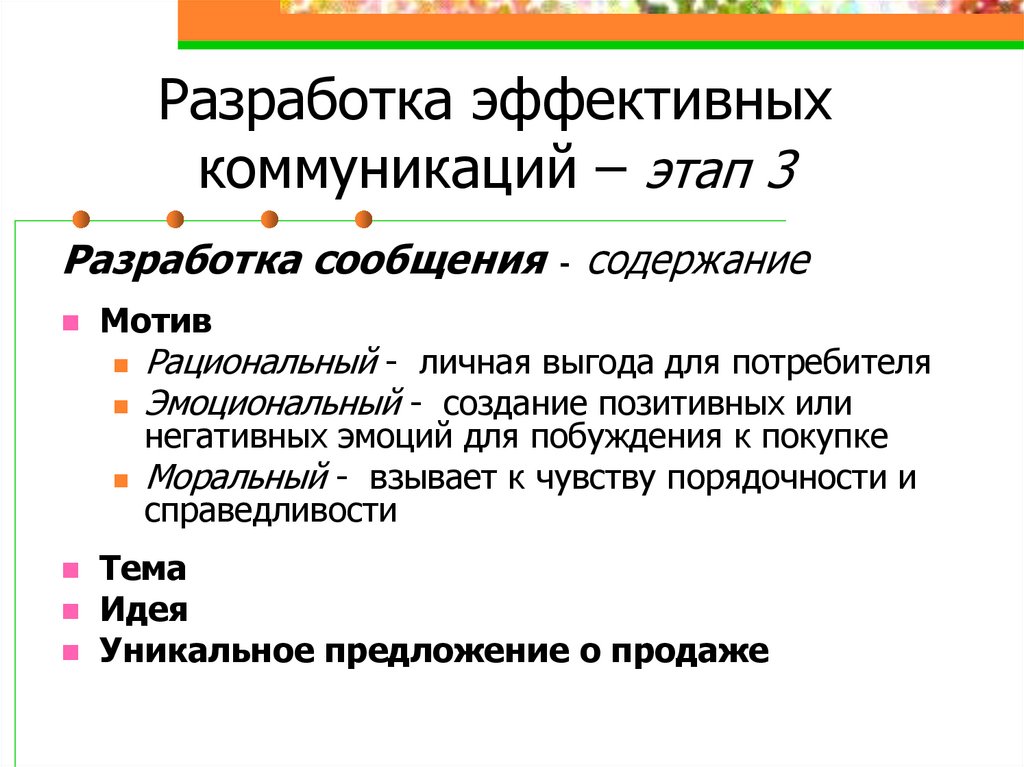 Разработка эффективных коммуникаций – этап 3