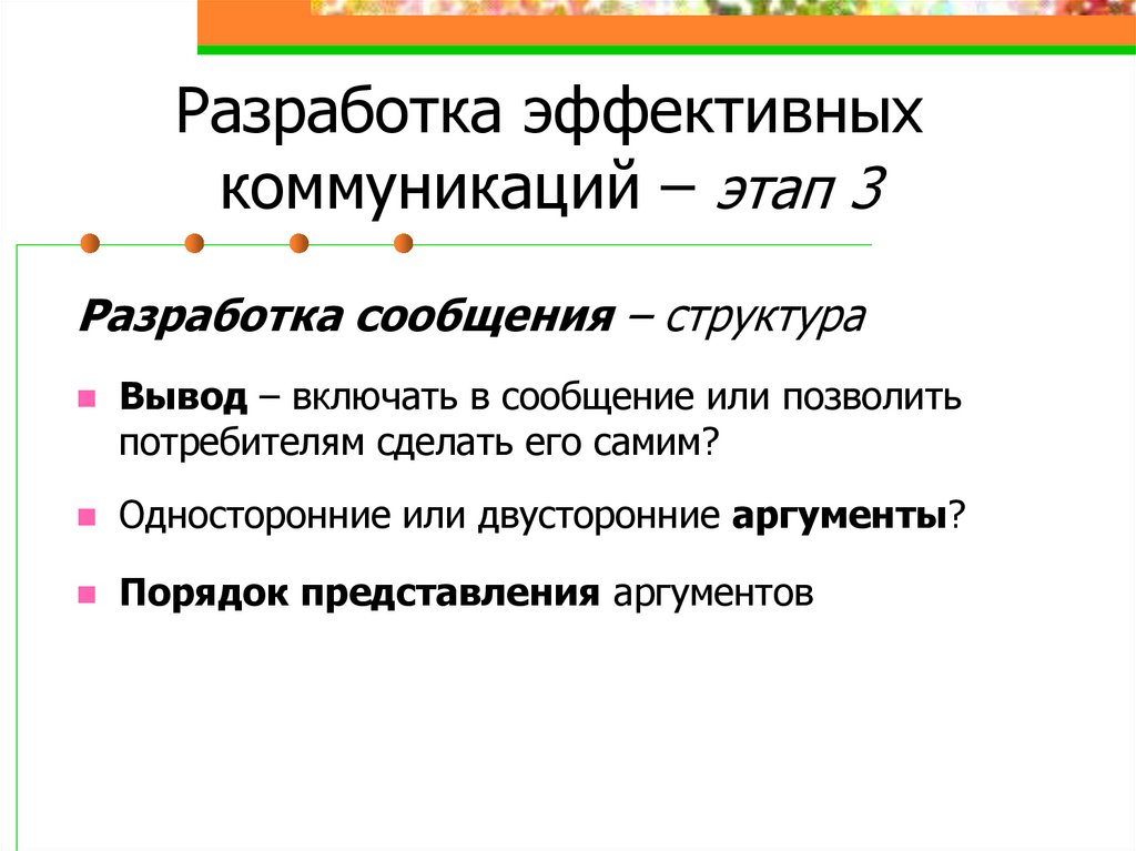 Разработка эффективных коммуникаций – этап 3