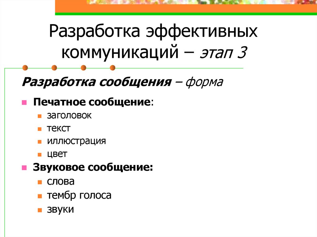 Разработка эффективных коммуникаций – этап 3