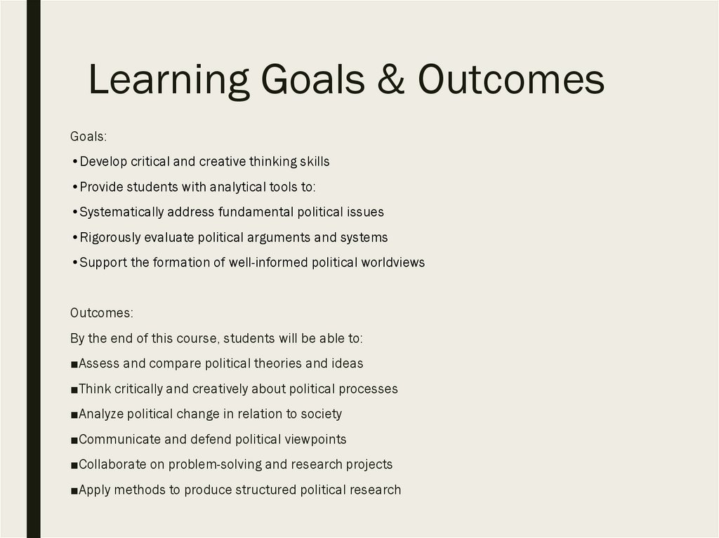 Learning Goals & Outcomes