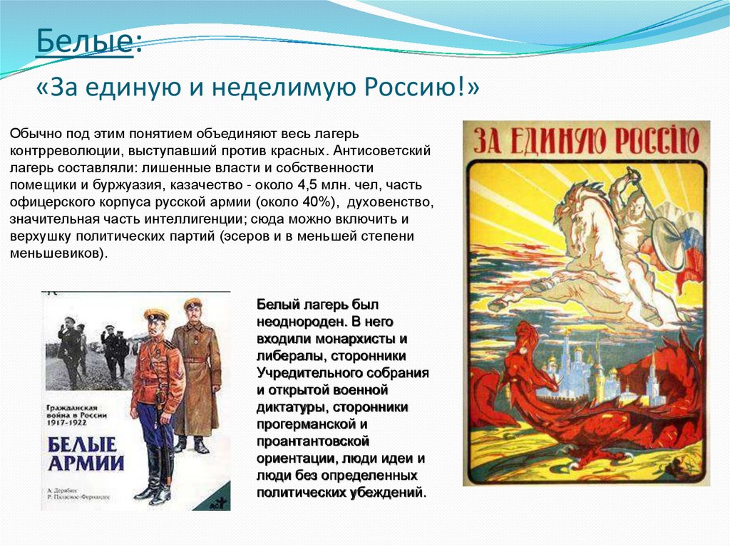 Белые: «За единую и неделимую Россию!»