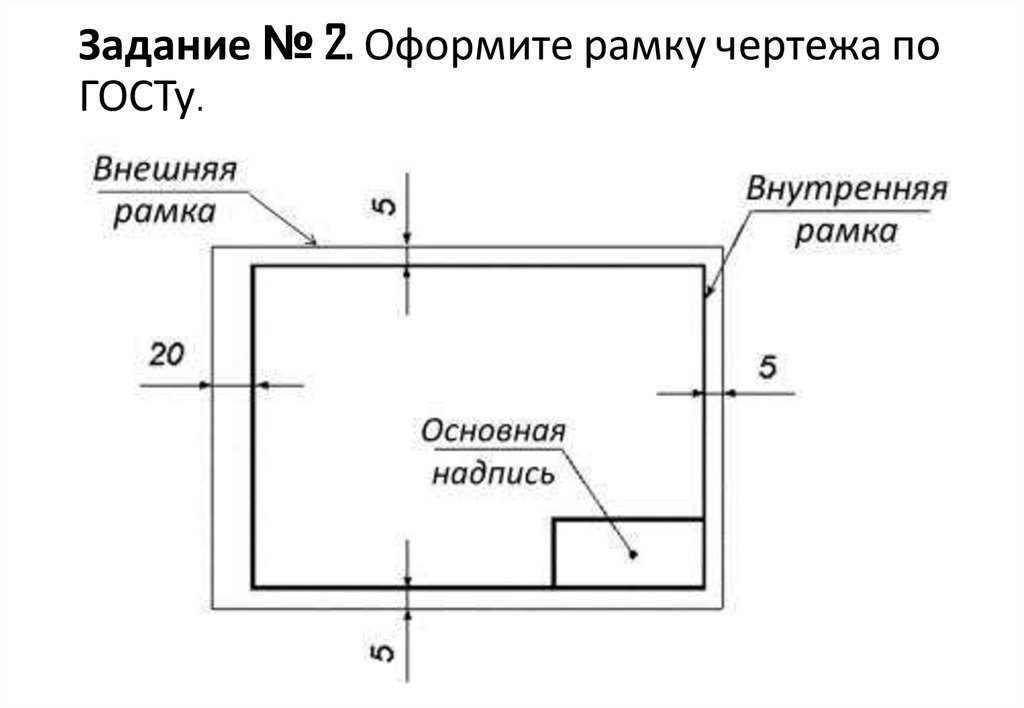 Задание № 2. Оформите рамку чертежа по ГОСТу.