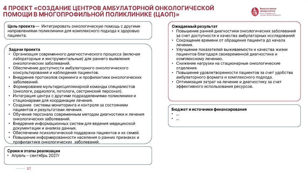 4 Проект «Создание центров амбулаторной онкологической помощи в многопрофильной поликлинике (ЦАОП)»