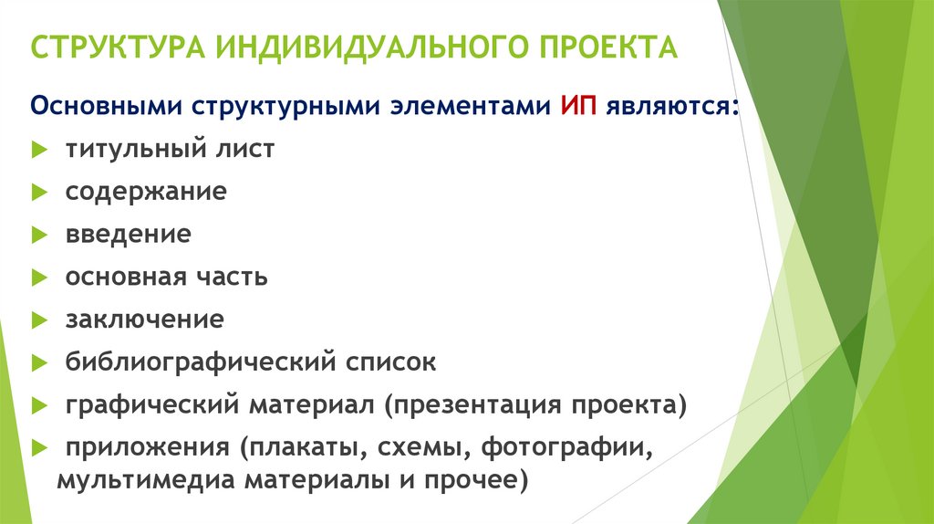 СТРУКТУРА ИНДИВИДУАЛЬНОГО ПРОЕКТА