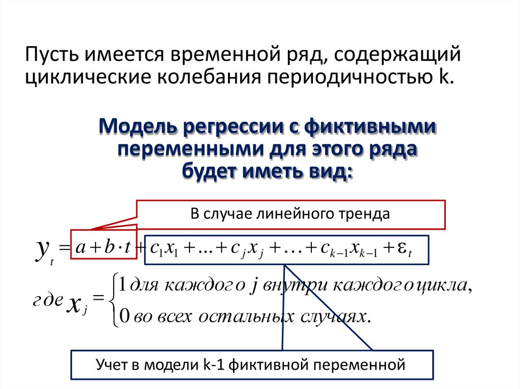 Пусть имеется временной ряд, содержащий циклические колебания периодичностью k.