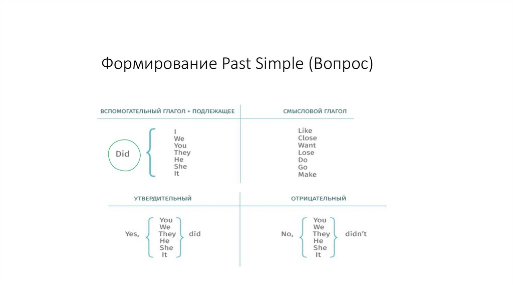 Формирование Past Simple (Вопрос)