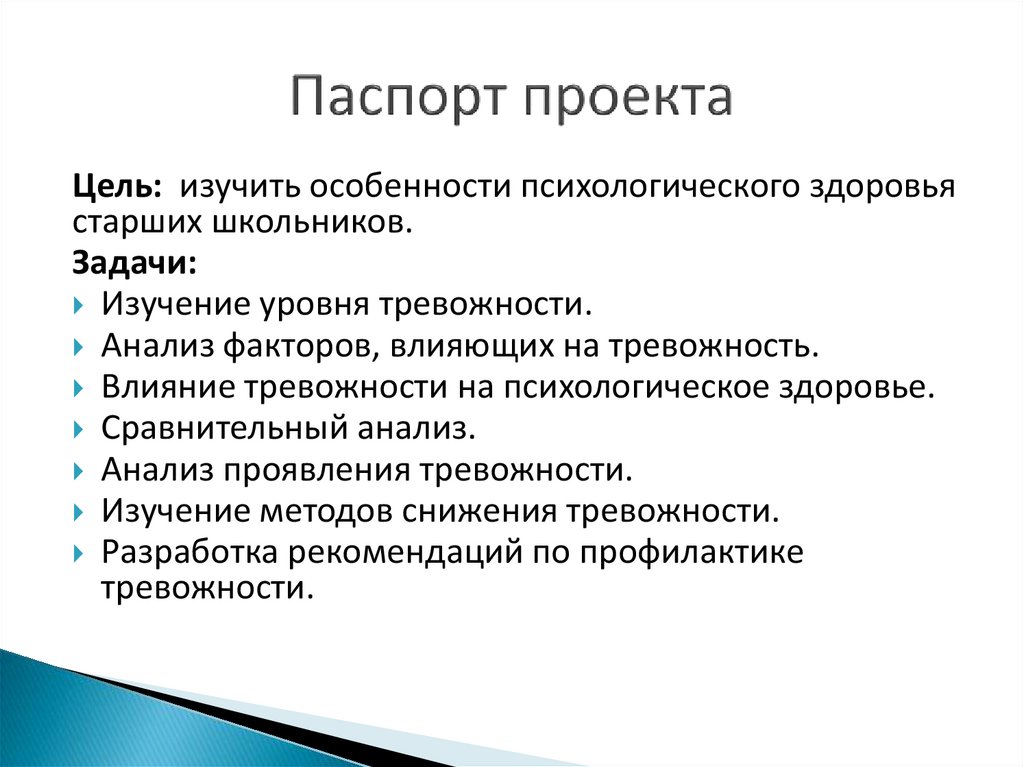 Паспорт проекта