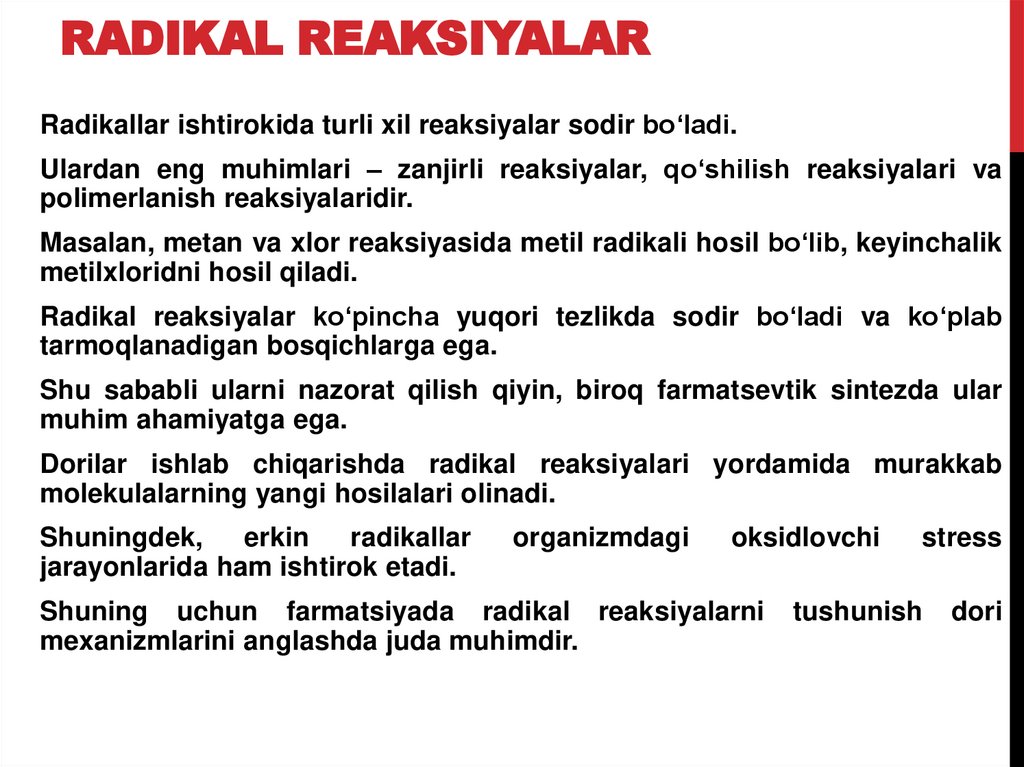 Radikal reaksiyalar
