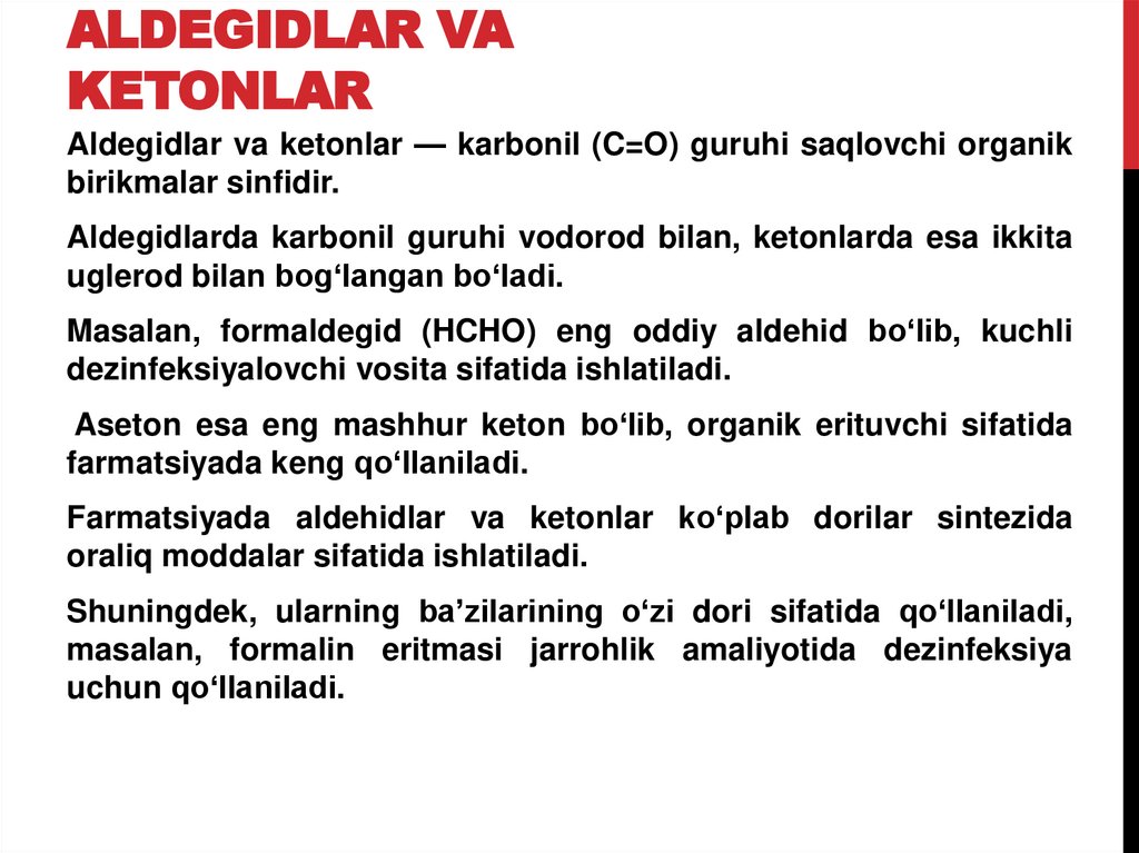 Aldegidlar va ketonlar