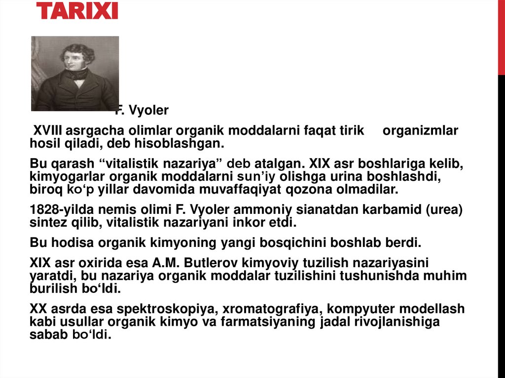 Organik kimyo rivojlanish tarixi