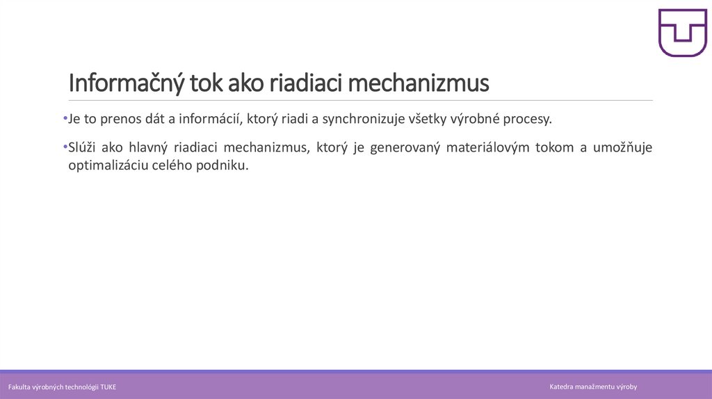 Informačný tok ako riadiaci mechanizmus