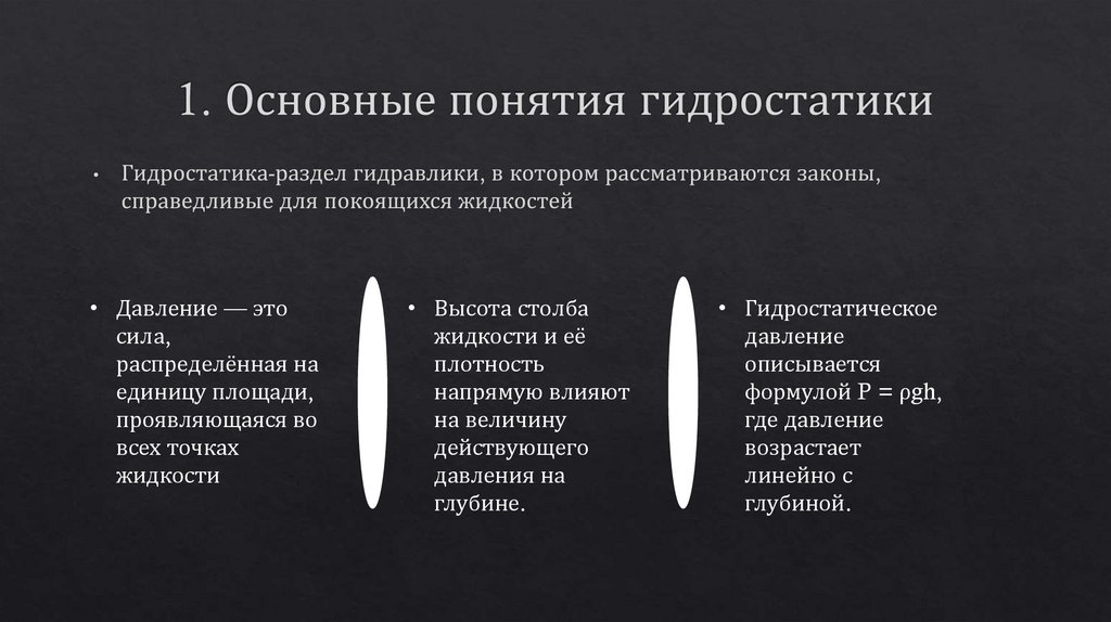 1. Основные понятия гидростатики